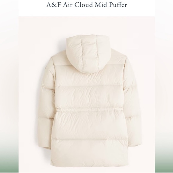 Abercrombie & Fitch Air Cloud Mid Puffer in Cream. Size Small. Like New. - Picture 2 of 10